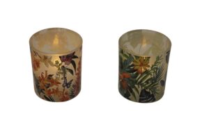 Glass w/wax Led candle d.7x8cm