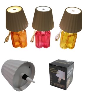 Glass Led lamp w/plastic shade d.11.5x23cm
