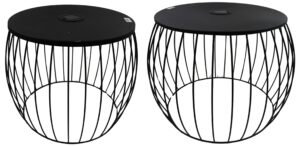 Metal outdoor table w/solar S/2
