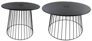 Metal outdoor table w/solar S/2