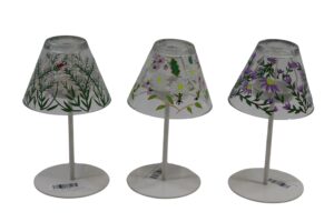 Metal tealight holder w/glass shade d.9x16cm