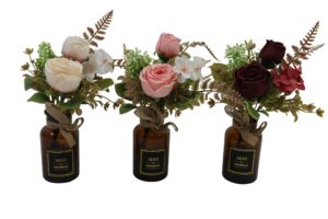 Rose in glass vase 27cmH