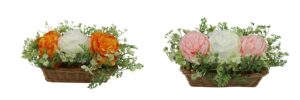 Peony in rattan basket 20cmH