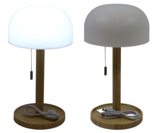 Bamboo Led lamp w/plastic shade d.15x28cm
