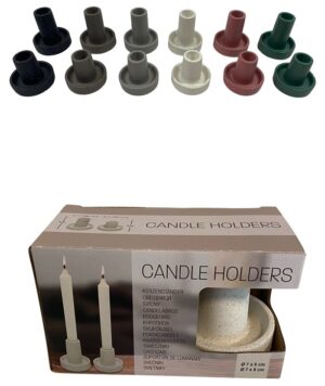 Cement taper candle holder S/2