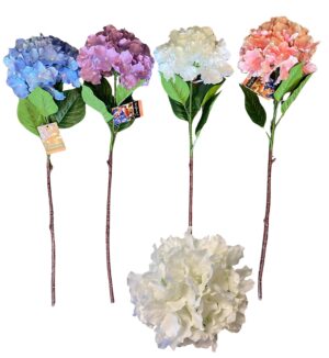 Hydrangea single 81cmL, 72 petals, 4 leaves