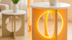 Mdf table w/neon light d.40x40cm