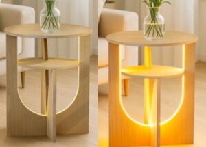 Mdf table w/neon light d.40x49.5cm