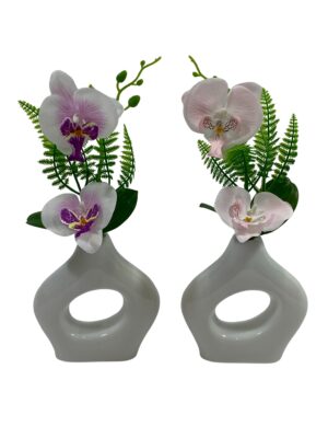 Orchid in ceramic vase 34cmH