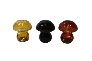 Glass lamp mushroom w/led d.13x16cm