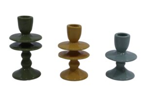 Ceramic taper candle holder S/3
