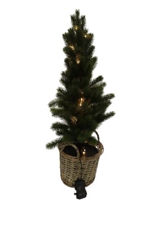 X-mas tree in ratan basket 72cmH