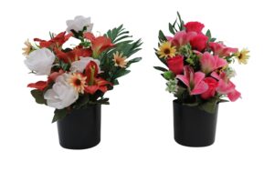 Mixed flowers in plastic pot 40cmH