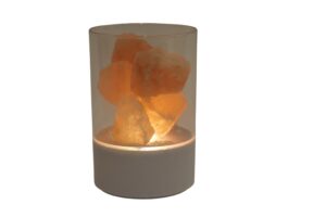 Plastic Led lamp w/rock salt d.9.5x14.3cm