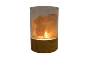 Plastic Led lamp w/rock salt d.9.5x14.3cm