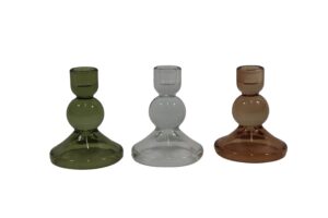 Glass taper candle holder d.9x11cm