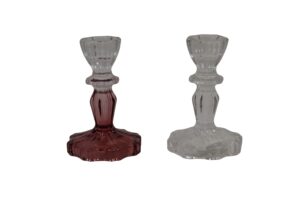 Glass taper candle holder d.7.5x11cm