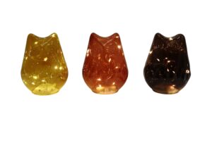 Glass owl w/Led 11.5x9.5x14.5cm