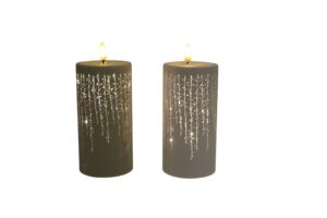 Glass candle w/Led d.7.5x18cm