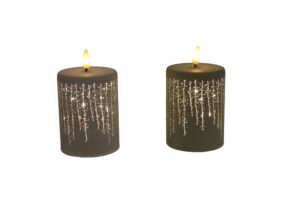 Glass candle w/Led d.7.5x13.5cm