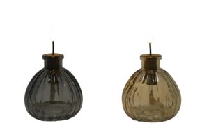 Glass vase w/Led cork d.8.8x14cm
