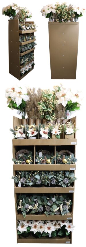 Winter flower display Champaign 113 pcs / gold white frosted