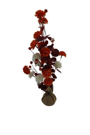 Autumn flowers in burlap 48cmH