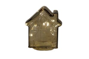 Glass house w/Led 12x7.6x14cm