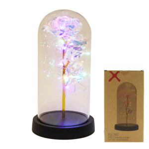 Glass dome w/Led flower d.11x21cm