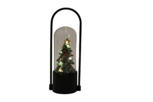 Plastic lantern w/Led x-mas tree 10x8x26cm