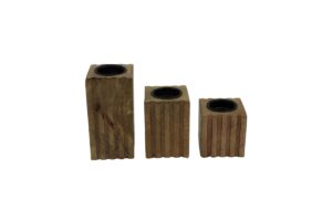 Mango wood tealight holder S/3