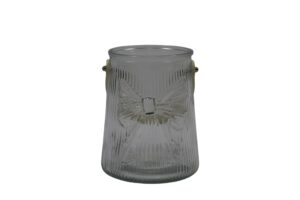Glass candle holder w/pu handle d.13x16cm