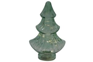 Glass x-mas tree w/Led 15.5x9x25cm