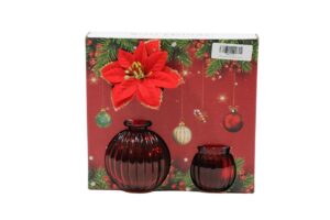 Glass vase + tealight holder S/2