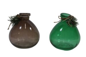 Glass vase w/x-mas deco d.14x16cm