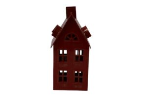 Metal tealight holder house 10.5x10x22cm