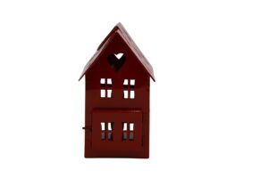 Metal tealight holder house 11.5x10.5x19cm