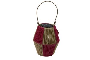 Paper rope lantern w/solar d.16x21cm