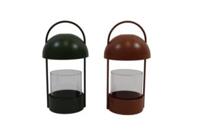 Metal tealight holder w/glass d.12x23.5cm