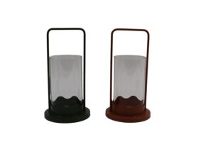 Metal tealight holder w/glass d.11.6x22.3cm
