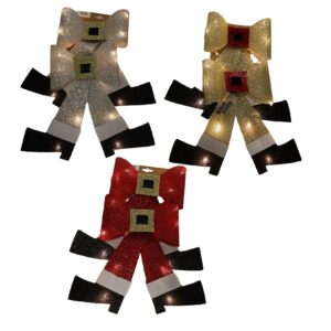 Tinsel pvc bow w 8 led light / 20x30cm S/2