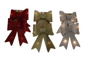 Tinsel pvc bow w 4Led lights / 20x30cm S/2