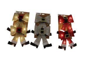 Tinsel pvc bow w 8 led light / 14x19cm S/2