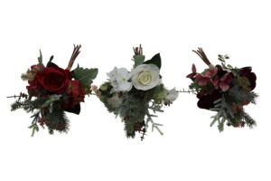 Rose + cymbidium bush 38cmH