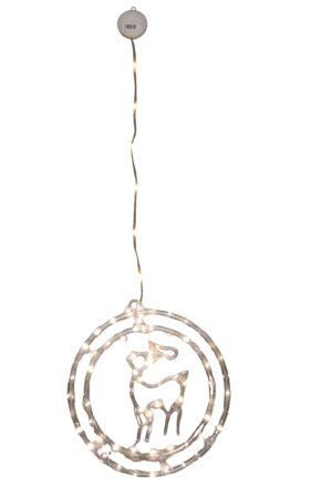 Metal Led circle w/deer 32x34cm