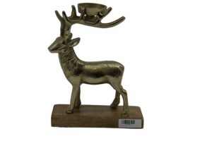 Aluminium tealight holder deer 18x6.5x24cm