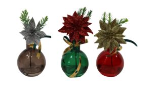 X-mas flower in glass vase 19cmH