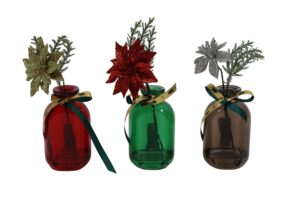 X-mas flower in glass vase 20-24cmH