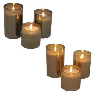 Glass cup w/wax Led candle S/3