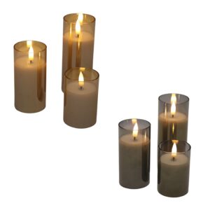 Glass cup w/wax Led candle S/3